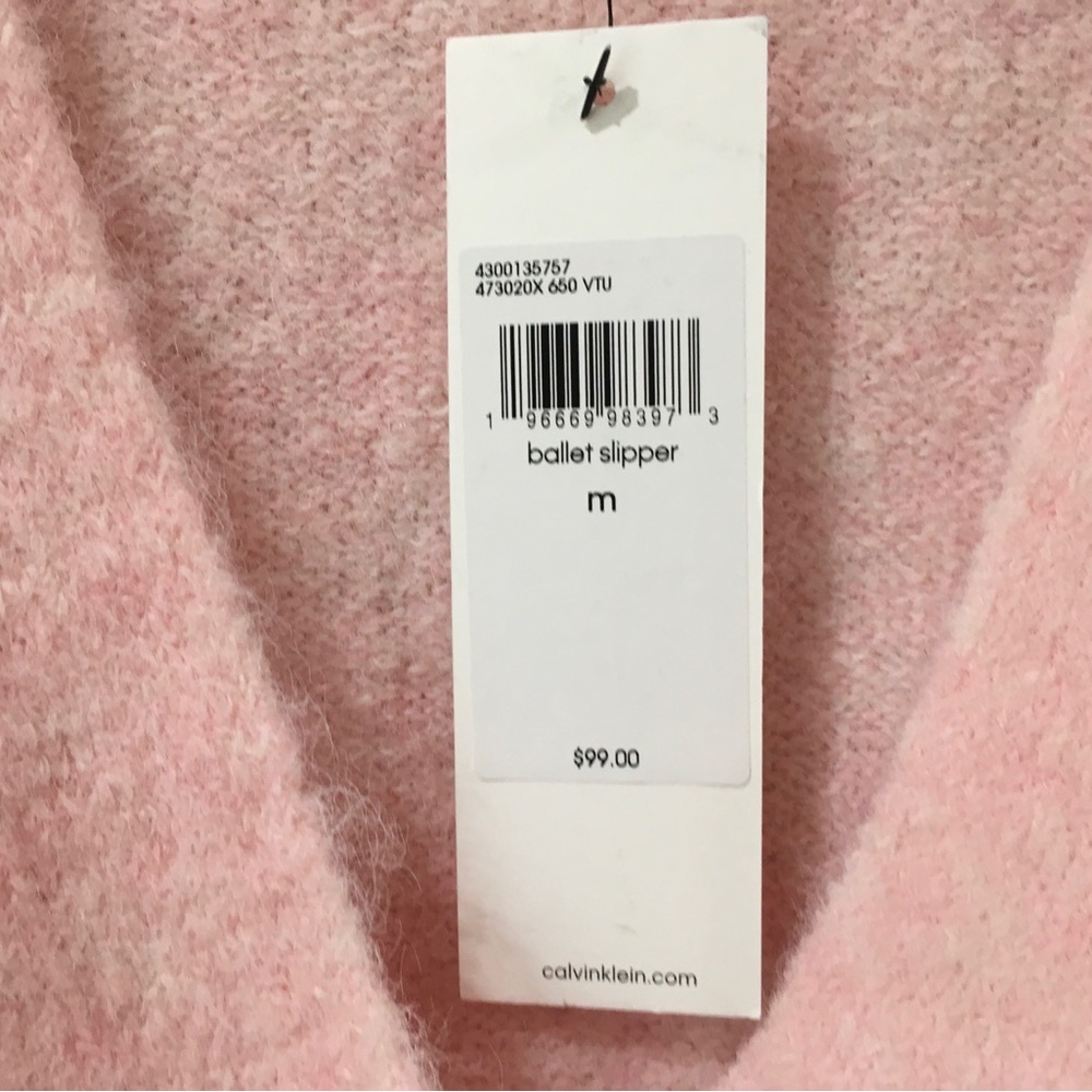 NWT Calvin Klein Jeans Women's M Pink Fuzzy Cropped Cardigan Sweater Top Buttons - Picture 4 of 8